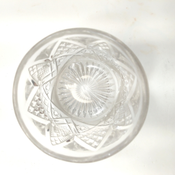 Vintage Pressed Glass Votive Holder – Cut Glass Diamond Starburst Pattern - Picture 6 of 6